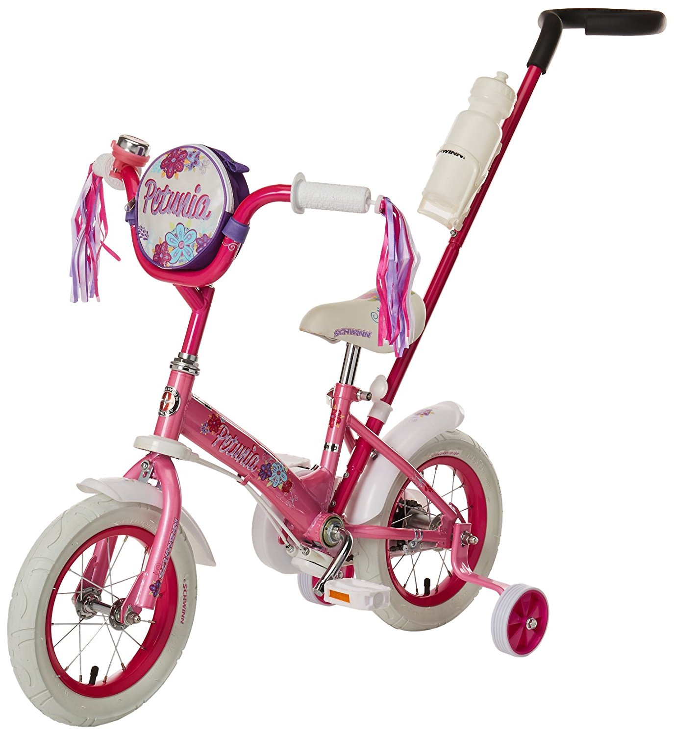 Schwinn Girls' Petunia 12-inch Steerable Bike,Pink/White