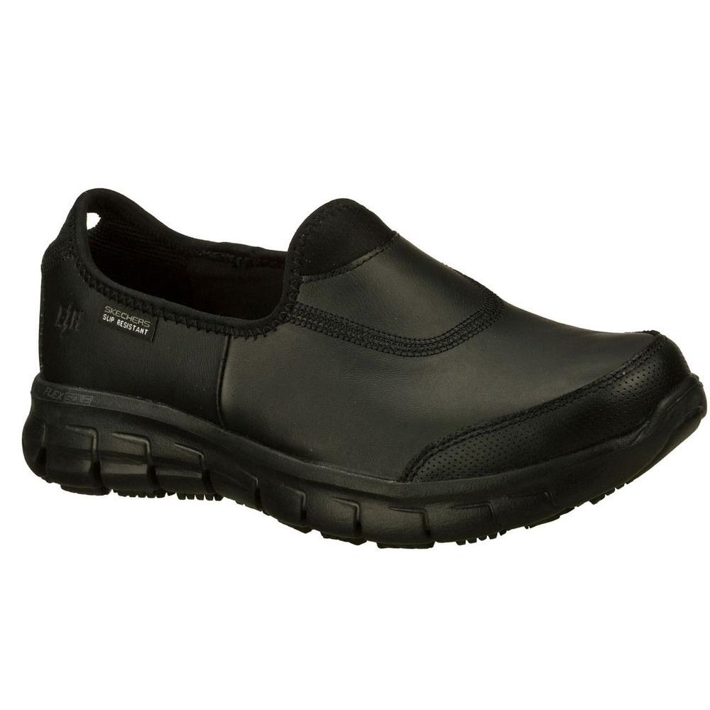 Review of Skechers Sure Track Women Black Leather Work Shoe