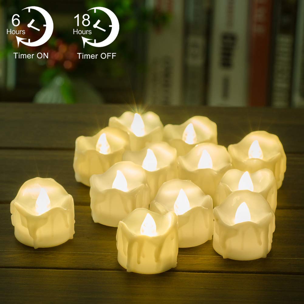 Review of Timer Candles, 12pcs PChero Battery Operated LED Decorative Candles, 6 Hours On and 18 Hours