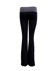 Review of Ladies Color Block Rolled Waist Black Yoga Pants