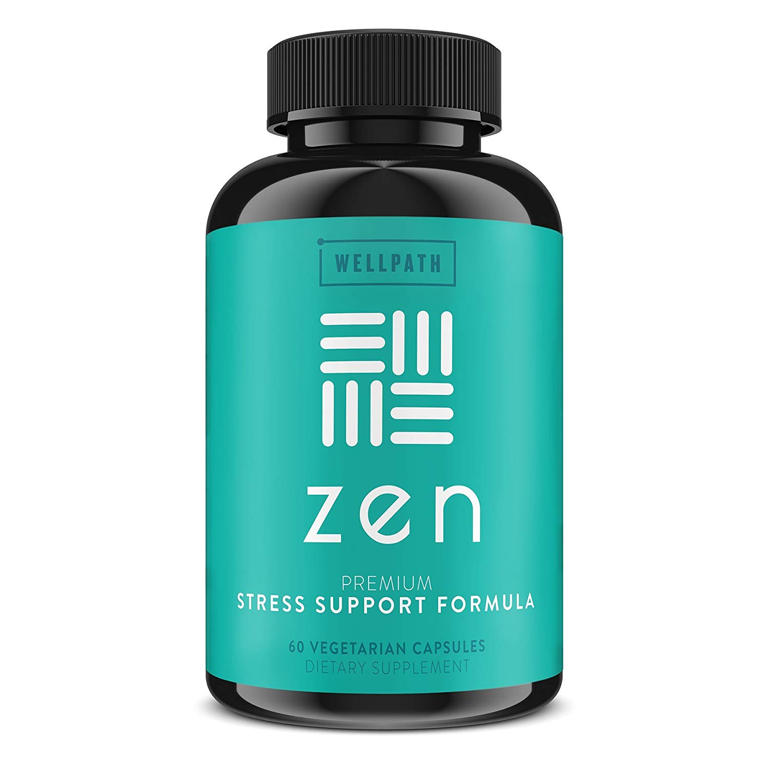 Zen Premium Anxiety and Stress Relief Supplement - Natural Herbal Formula Developed to Promote Calm, Positive Mood - with Ashwagandha, L-Theanine, Rhodiola Rosea, Hawthorne - 60 Veg. Capsules