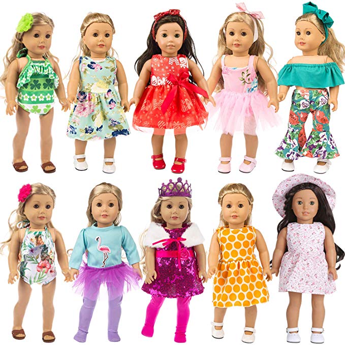 ZITA ELEMENT 24 Pcs Girl Doll Clothes Dress for American 18 Inch Doll Clothes and Accessories